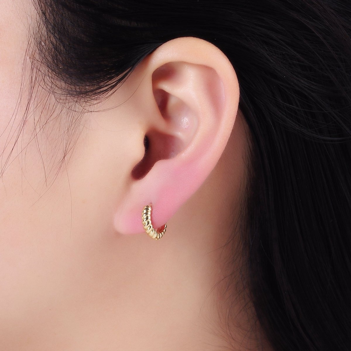 14k GF 10mm Croissant Cartilage Huggie Earrings