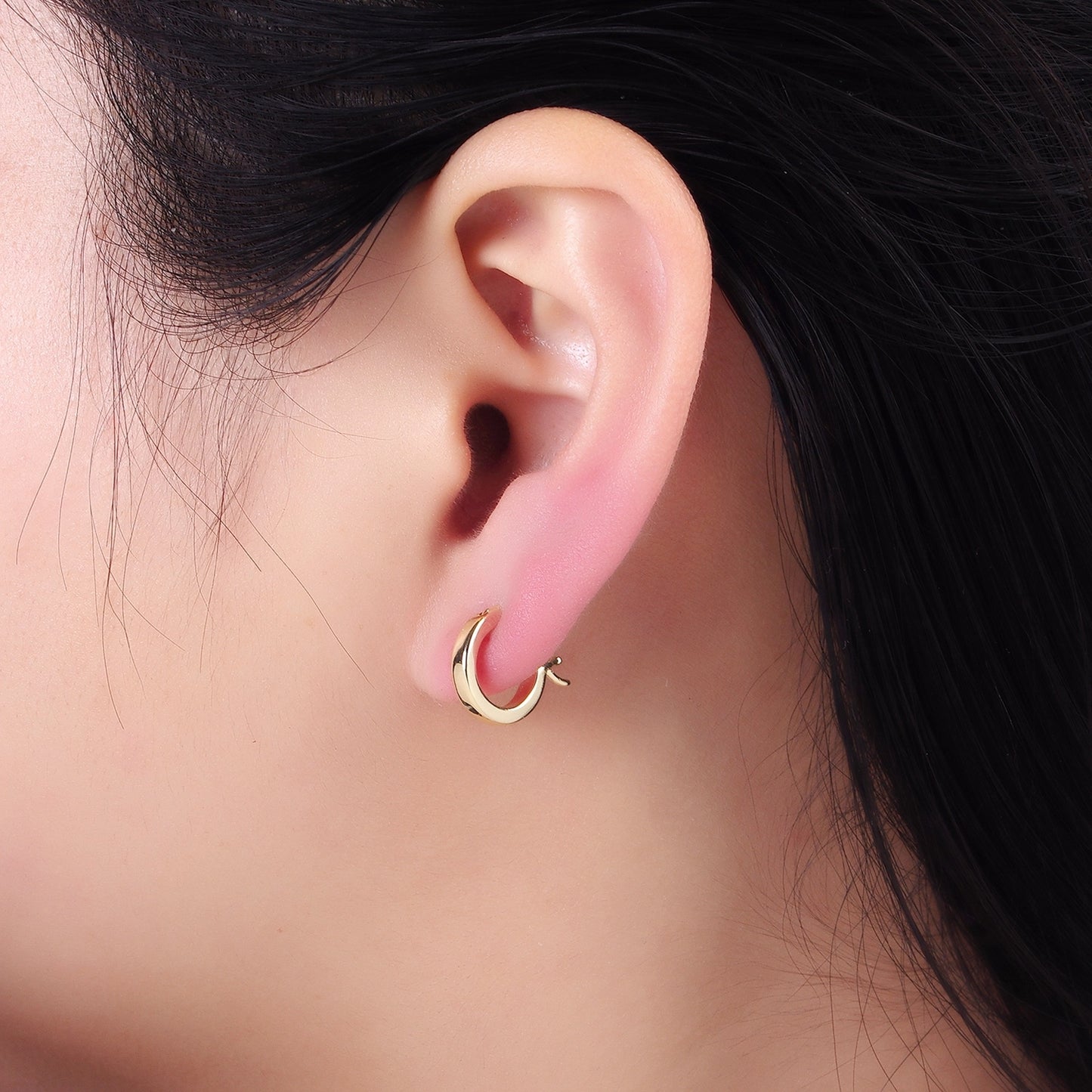 14k GF 12mm Cartilage Latch Hoop Earrings