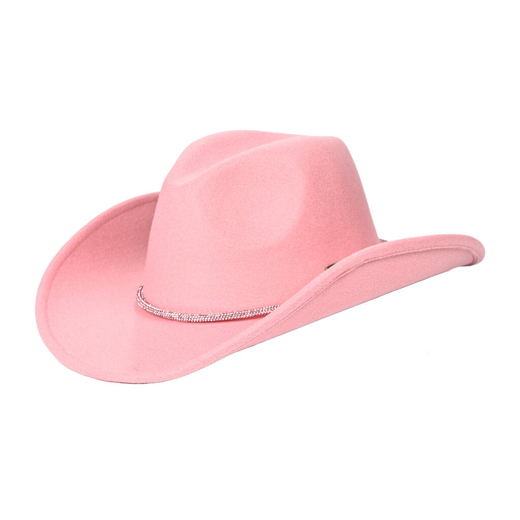 Taupe- Vegan Felt Hat w/ Rhinestone String