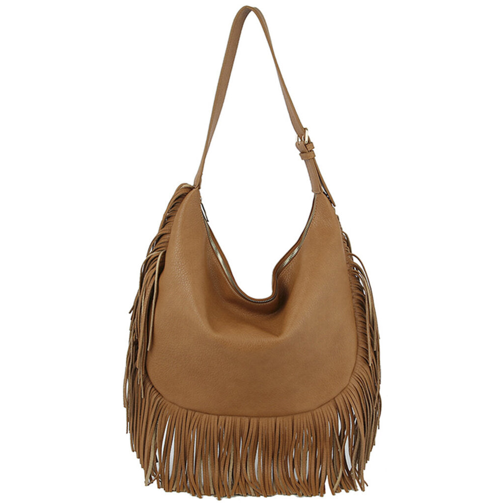 Tan- Fringe Tote Bag