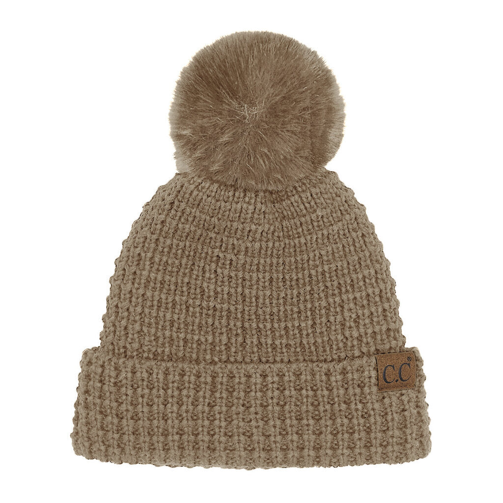 Mocha-Waffle Knit Beanie