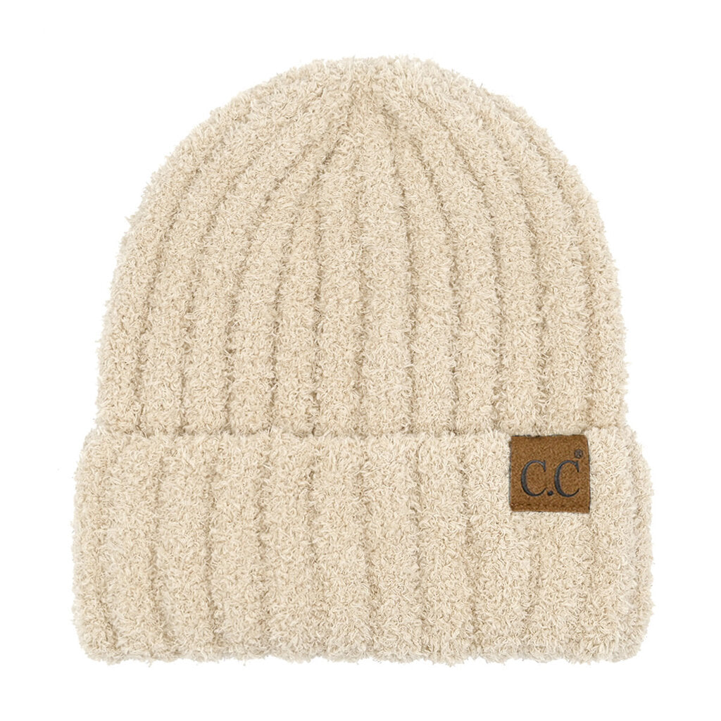Beige- Fuzzy Beanie