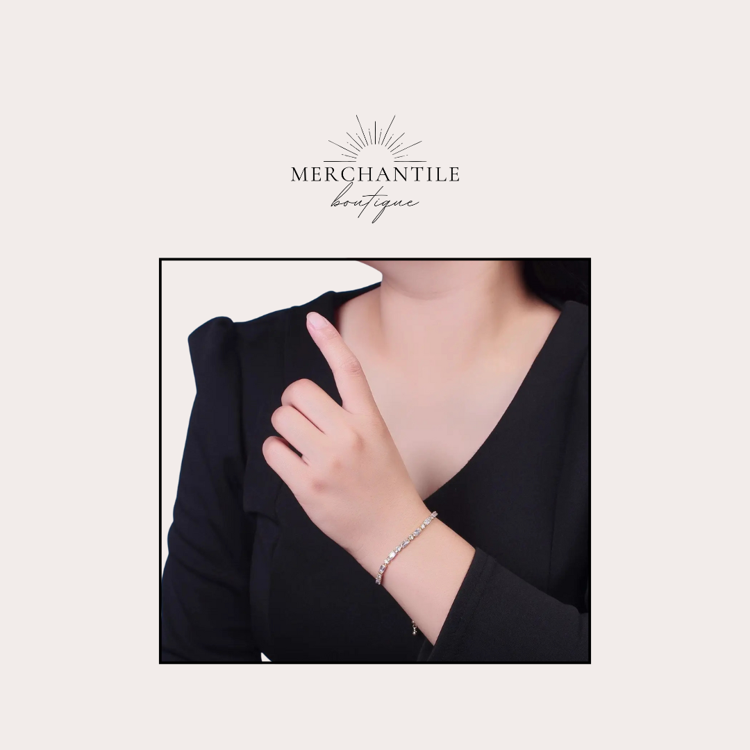 24k GF Cubic Zirconia Rectangle Adjustable Bracelet