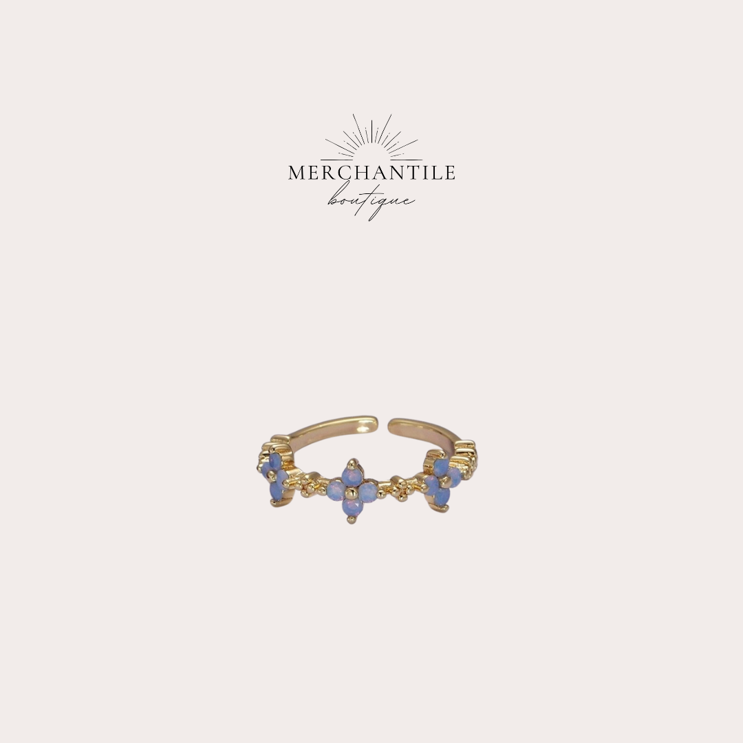 GF Blue Opal Flower Ring
