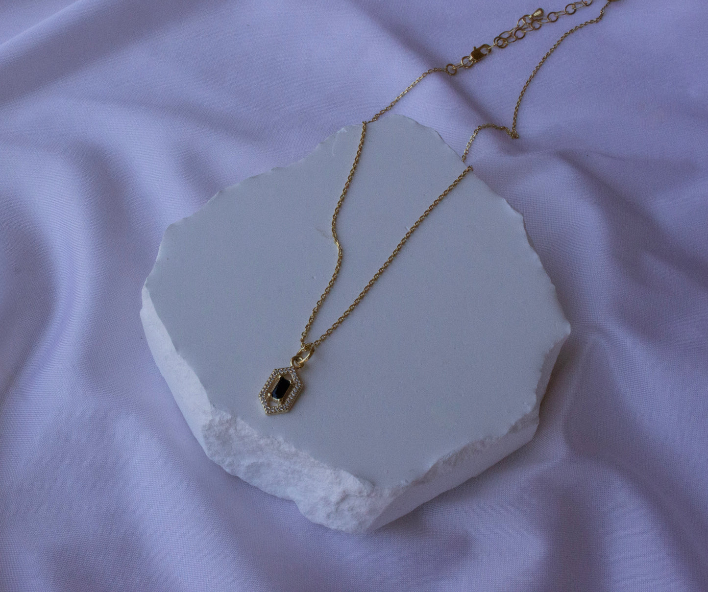 Midnight Edge 18K Gold-Filled Baguette Pendant Necklace