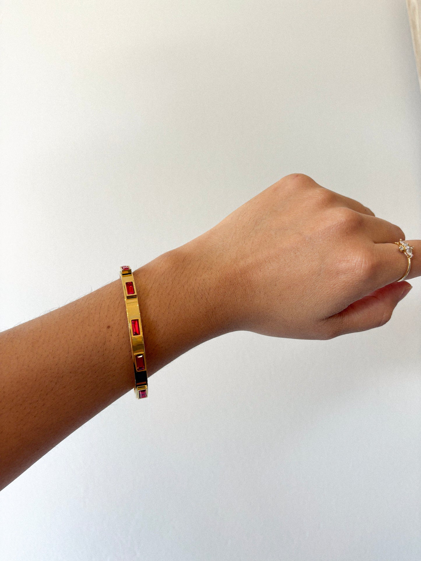 Red Stone Non Tarnish Bangle