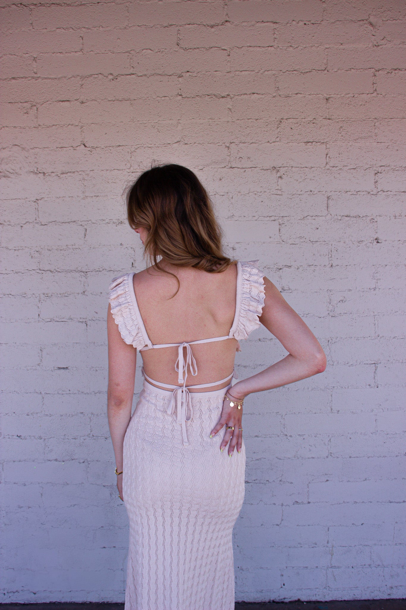 Textured Knit Maxi Dress in Sand