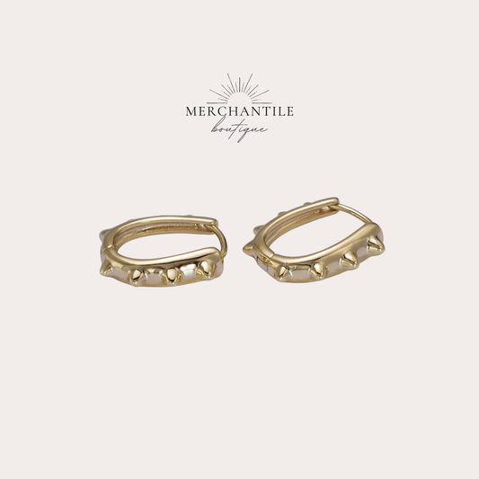 14k GF Spiked Lined Huggie Earrings