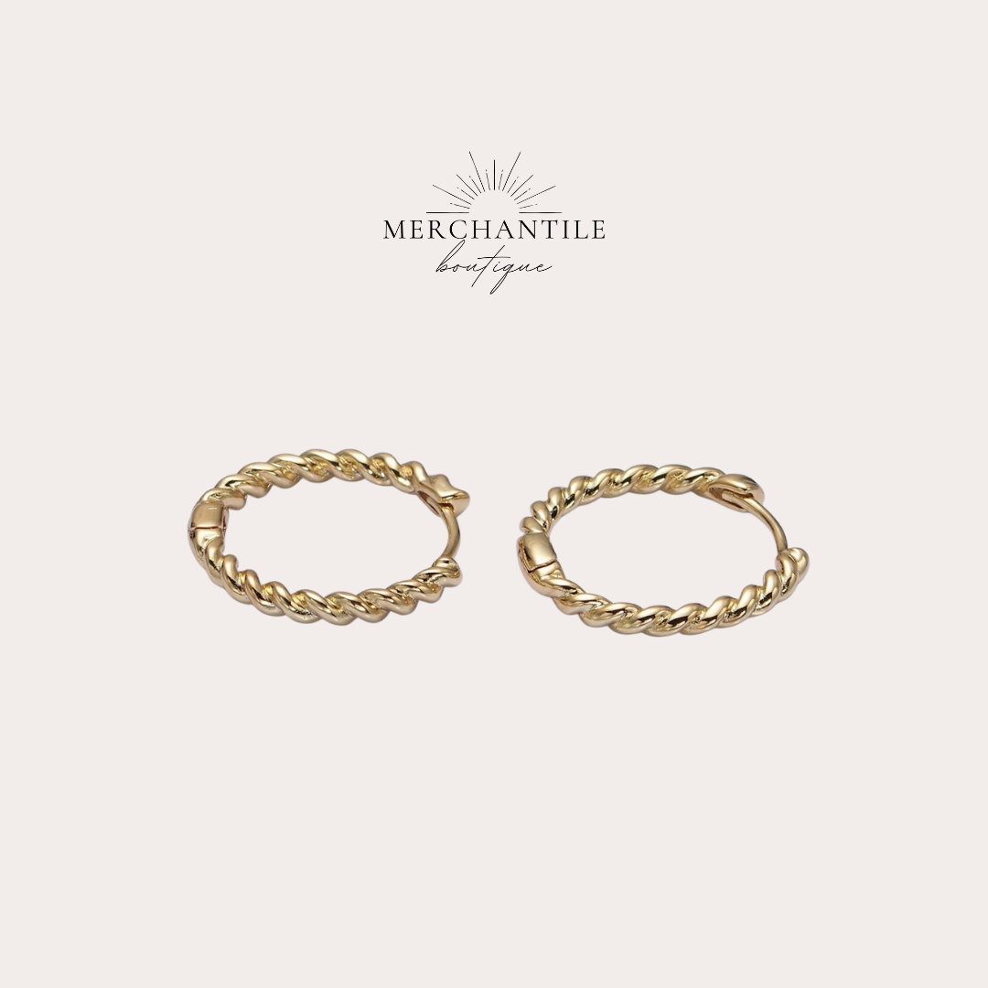 14k GF Twisted Croissant 20mm Endless Hoop Earrings