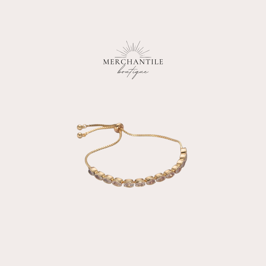 24k GF Cubic Zirconia Adjustable Bracelet