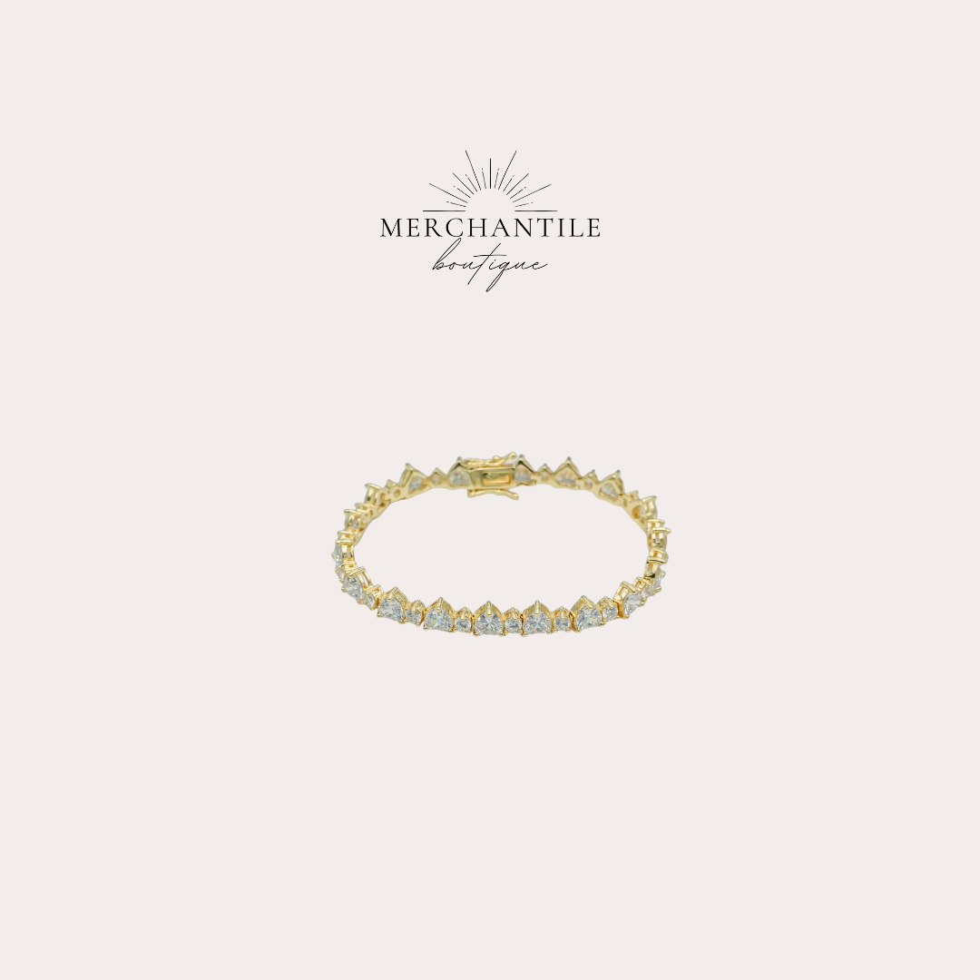 24k GF Heart Tennis Chain Bracelet