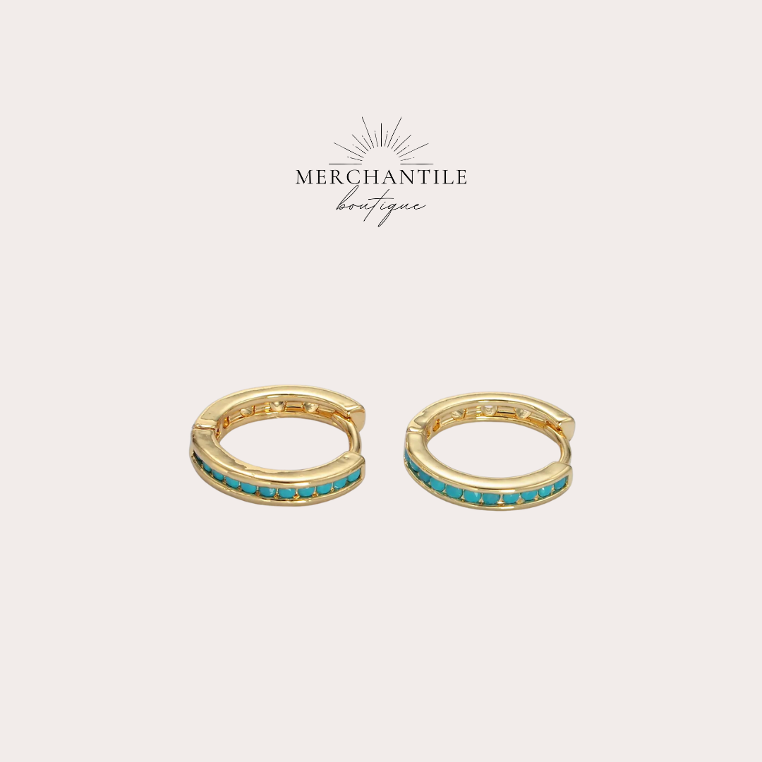 24k GF Turquoise Huggie Earrings