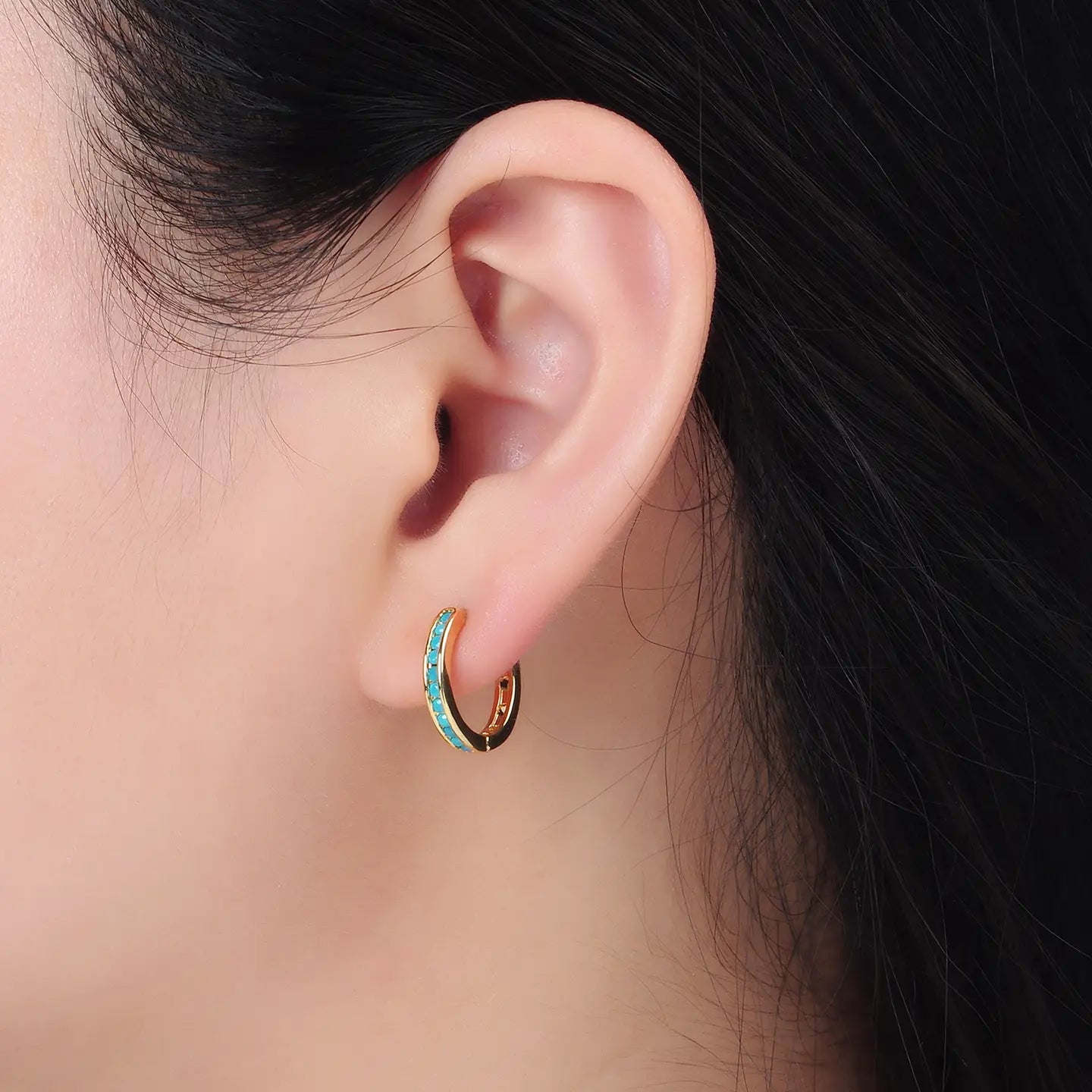 24k GF Turquoise Huggie Earrings