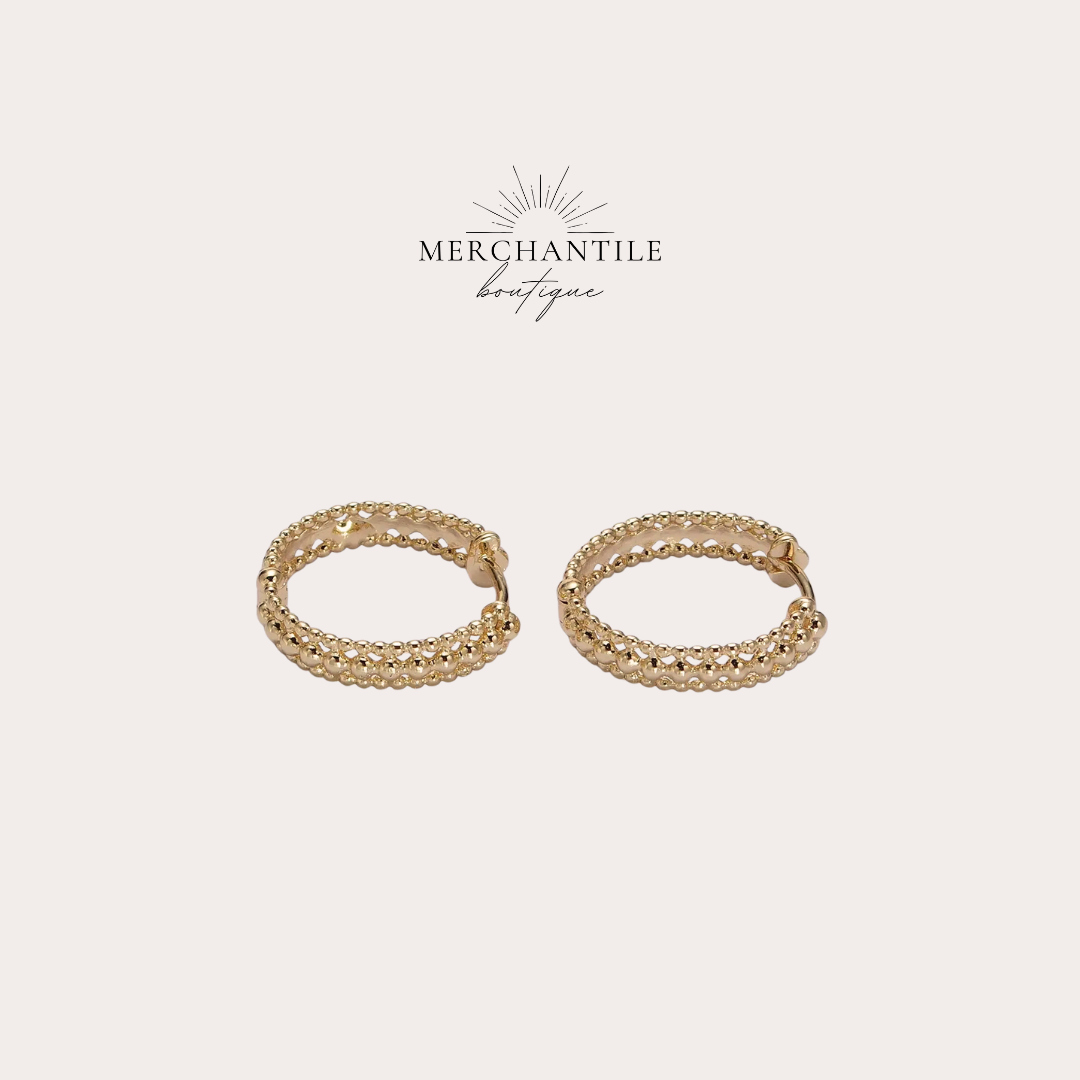GF Triple Beaded Bubble Band 17mm Hoop Earring