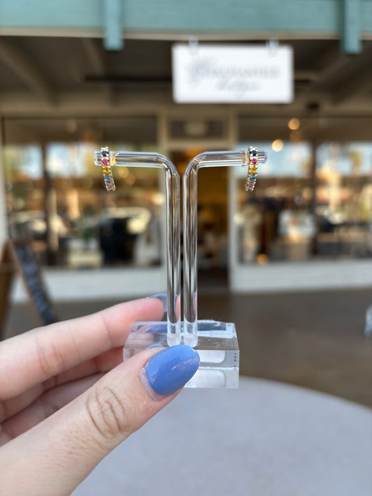 Radiant Luxe 18K Gold-Filled Multi-color Rhinestone Earrings