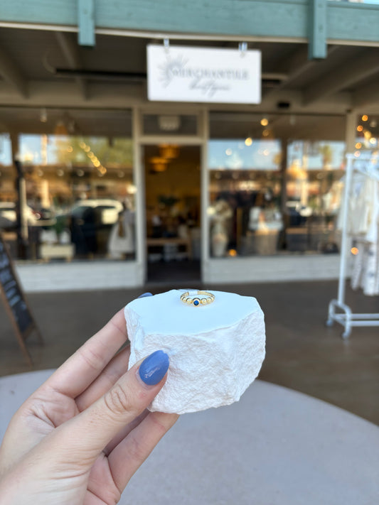 Blue Aura 18K Gold-Filled Beaded Ring