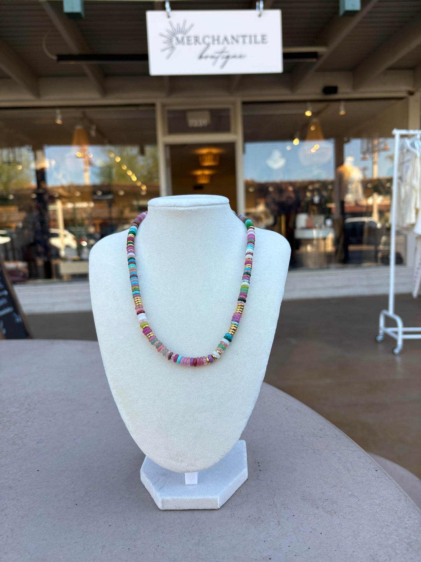 Purple And Green Chunky Beaded Non Tarnish Necklace