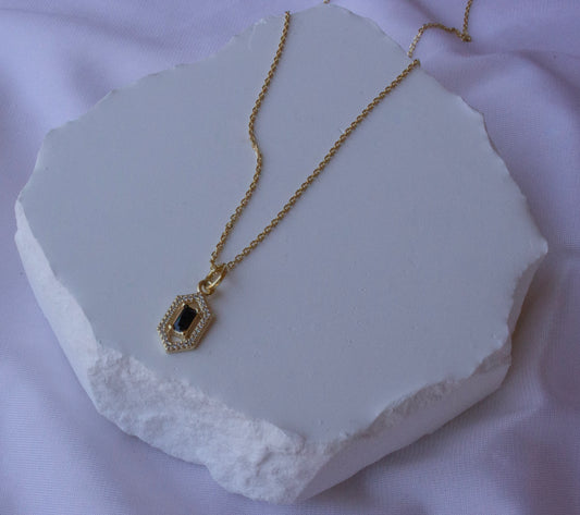 Midnight Edge 18K Gold-Filled Baguette Pendant Necklace