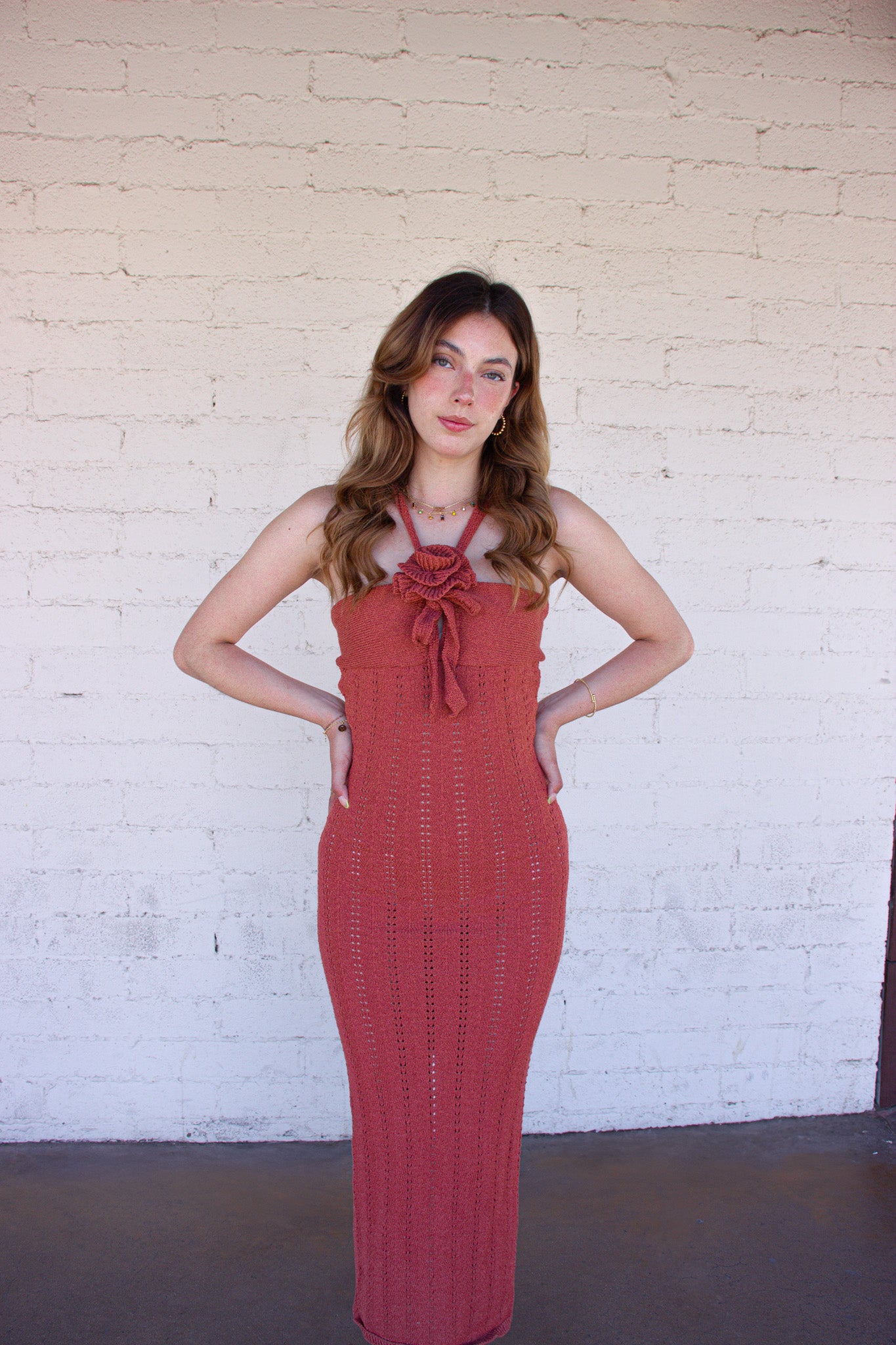 Coral Flower Maxi Dress