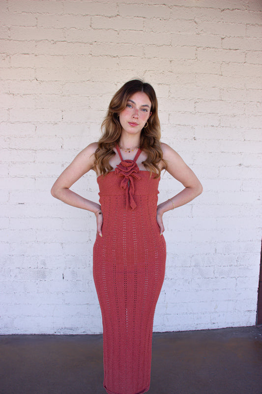 Coral Flower Maxi Dress