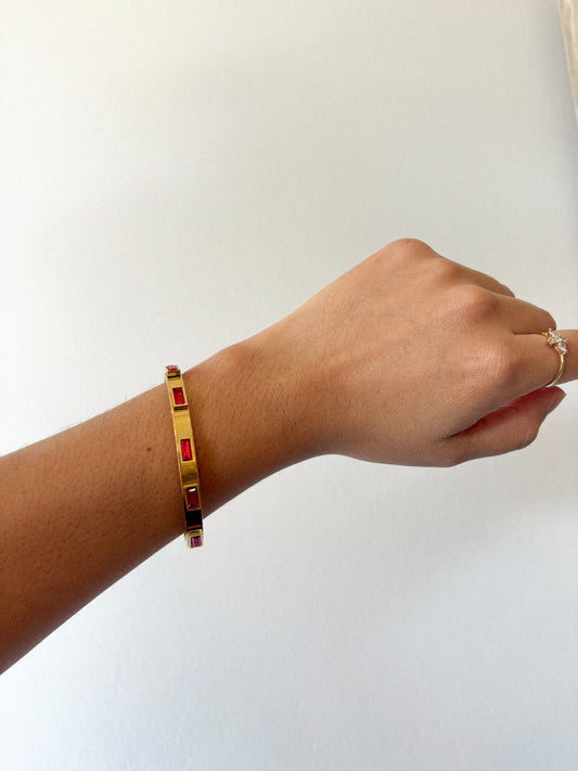 Red Stone Non Tarnish Bangle