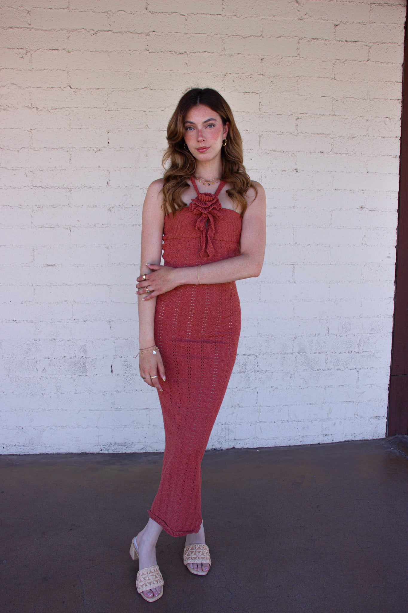 Coral Flower Maxi Dress