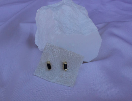 Midnight Glow 18K Gold-Filled Black Rhinestone Stud Earrings