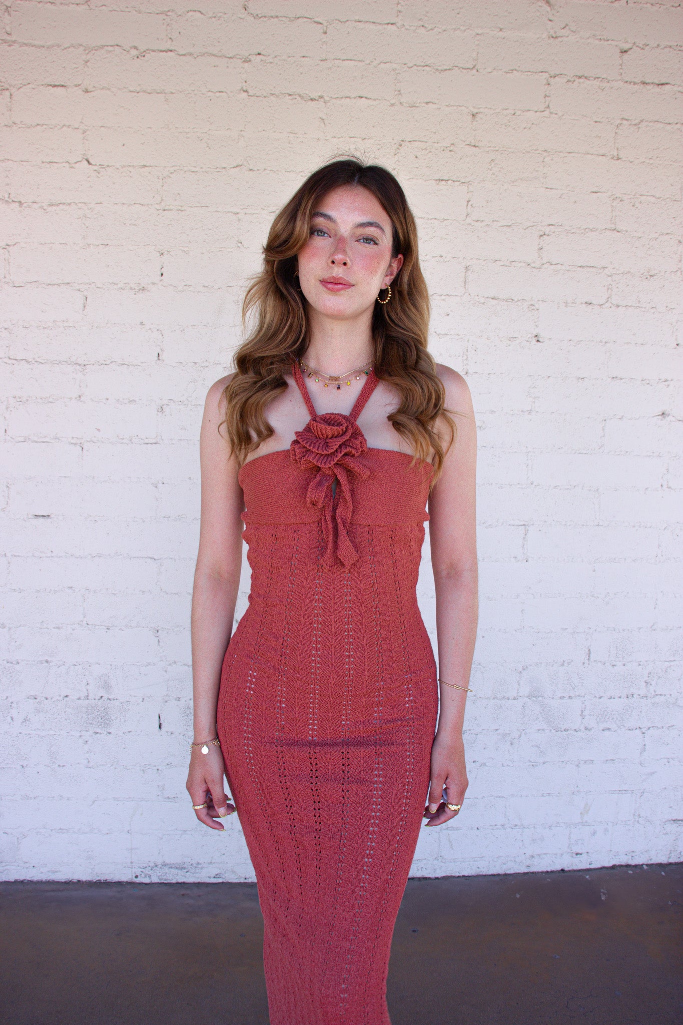 Coral Flower Maxi Dress